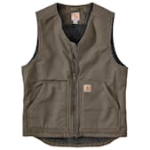 Men's Big & Tall Driftwood Washed Duck Sherpa Lined Full Zip Vest