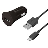 5 Ft. TPE 1 USB 2.0 Black DC Car Charger & Micro USB Bundle
