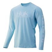 Huk Adult Fishing Pursuit Vented Ice Blue Crew Neck Long Sleeve Shirt