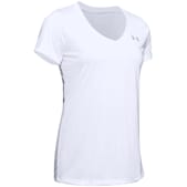 Under Armour Women's UA Tech Carbon Heather/Metallic Silver V-Neck Short Sleeve Polyester T-Shirt