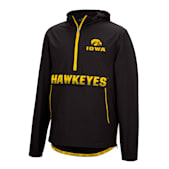 Colosseum Men's Iowa Hawkeyes Black Team Graphic Hooded Long Sleeve 1/4 Zip Pullover
