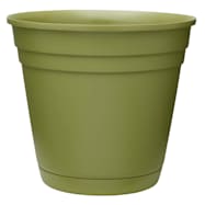 Southern Patio Olive Green Riverland Planter w/ Attached Saucer