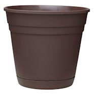 Southern Patio Cocoa Riverland Planter w/ Attached Saucer