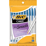 Bic Cristal Blue Xtra Smooth Medium Ball Point Pens - 10 Pk