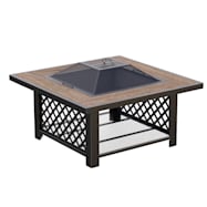 37.5 in Steel Wood Fire Pit Table w/ Lid & Log Storage