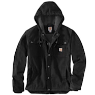 Men's Bartlett Black Relaxed Fit Sherpa Lined Hooded Full Zip/Snap Cotton Duck Jacket