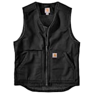 Men's Black Washed Duck Sherpa Lined Full Zip Vest