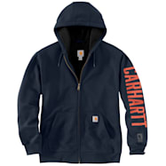 Men's Rain Defender Original Fit New Navy Graphic Logo Hooded Full Zip Lined Sweatshirt