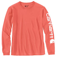 Women's Electric Coral Graphic Loose Fit Heavyweight Crew Neck Long Sleeve T-Shirt