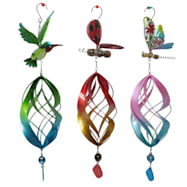  23 in Metal Hanging Wind Spinner Hummingbird/Ladybug/Butterfly - Assorted