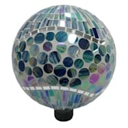 10 in Blue/Green Tile Dot Mosaic Glass Gazing Ball