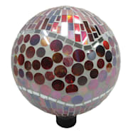 10 Red Tile Dot Mosaic Glass Gazing Ball