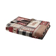 True North Single Layer Microlight Red Lodge Patch Throw Blanket