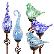 Solar Bronze Glass Bird/Flame Garden Stake - Assorted