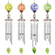 Solar Glass Ball w/ Metal Finial Wind Chime - Assorted