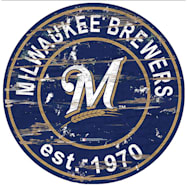 Milwaukee Brewers Team Established Distressed Round Wood Sign