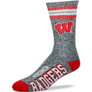 FBF Originals Adult Wisconsin Badgers Marbled 4 Stripe Red & White Socks