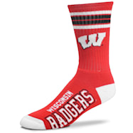 FBF Originals Adult Wisconsin Badgers Team Color 4-Stripe Deuce Crew Socks