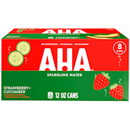 AHA 12 oz Strawberry + Cucumber Sparkling Water - 8 Pk