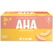 AHA 12 oz Peach + Honey Sparkling Water - 8 Pk