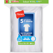Hanes Boys' Red Label EcoSmart White Crew Neck Short Sleeve Tagless T-Shirts - 5 Pk