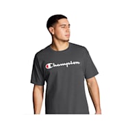 Champion Men's PowerBlend Charcoal Logo Graphic Crew Neck Short Sleeve T-Shirt