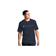 Champion Men's PowerBlend Navy Logo Graphic Crew Neck Short Sleeve T-Shirt