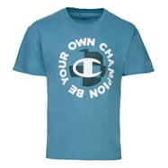 Champion Men's Classic Teal Logo Graphic Crew Neck Short Sleeve T-Shirt