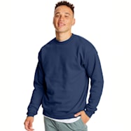 Hanes Men's EcoSmart Navy Crew Neck Long Sleeve Fleece Sweatshirt