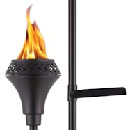 TIKI Brand 6 in Island King Black Easy Install Large Flame Metal Torch