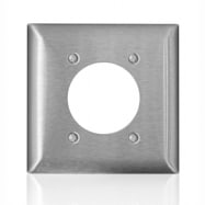 Leviton Two-Gang Stainless Steel Single Diameter Opening Wall Plate