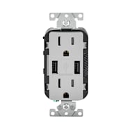Leviton Decora 15 Amp Light Gray USB Charger Tamper-Resistant Grounding Duplex Outlet