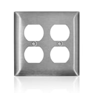 Leviton Two-Gang Two-Duplex Stainless Steel Outlet Wall Plate