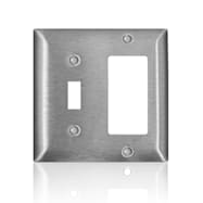 Leviton Two-Gang One-Toggle One-Decora/GFCI Stainless Steel Combination Wall Plate