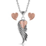 Montana Silversmiths Rose Gold Heart Strings Feather Jewelry Set