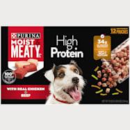 Purina Moist & Meaty High Protein w/Beef & Chicken Moist Dog Food - 12 Pk