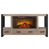 Hearth Pro Electric Fireplace Media Console In Raw Wood