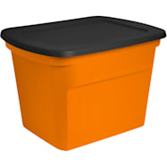 Sterilite 18 gal Orange & Black Opaque Plastic Box Tote