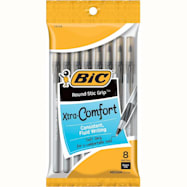 Bic Round Stic Grip Black Xtra Comfort Ballpoint Pens - 8 pk