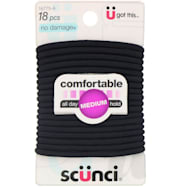 SCUNCI Black Comfortable Elastic Hair Ties - 18 ct