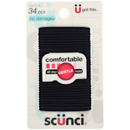SCUNCI Black Comfortable Elastic Hair Ties - 34 ct