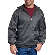 Dickies Men's Charcoal Fleece Lined Water Resistant Hooded Full Zip Ripstop Nylon Jacket
