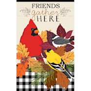 Friends Gather Here Songbirds Applique Garden Flag