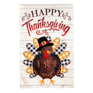 Happy Thanksgiving Turkey Burlap House Flag