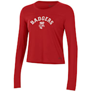 Under Armour Women's Wisconsin Badgers Flawless Red Team Graphic Crew Neck Long Sleeve T-Shirt
