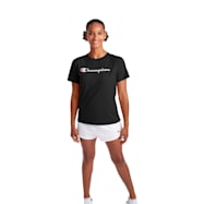 Champion Women's The Classic Tee Black Logo Graphic Crew Neck Short Sleeve T-Shirt