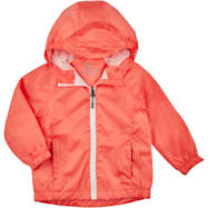Swiss Alps Girls' Solid Peach Hooded Full Zip Polyester Rain Jacket