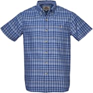 Field & Forest Men's Big & Tall Blue Plaid Button Front Short Sleeve Cotton Blend Shirt