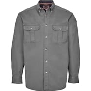 Men's Big & Tall TOUGH Gunmetal Gray Button Front Long Sleeve Cotton Twill Shirt