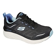 Skechers Ladies' Black/Blue D Lux Walker Slip-On Shoes